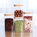 High-quality Borosilicate Glass Square Bamboo Lid Jar storage container jar